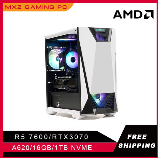 Custom Gaming PC - Ryzen 5 7600, RTX 4070/3070, 1TB NVMe Desktop Computer for Gamers